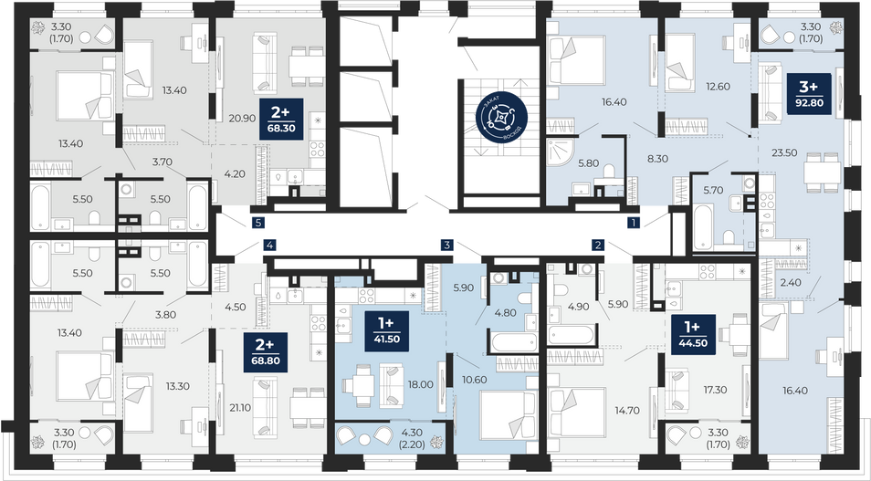 Продажа 2-комнатной квартиры 68,8 м², 2/25 этаж