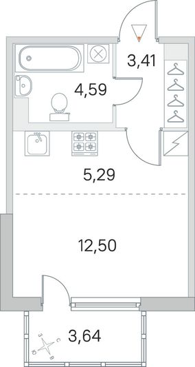 Продажа квартиры-студии 26,9 м², 1/5 этаж