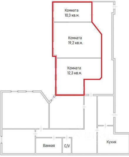 Продажа 3 комнат, 71,3 м², 6/7 этаж