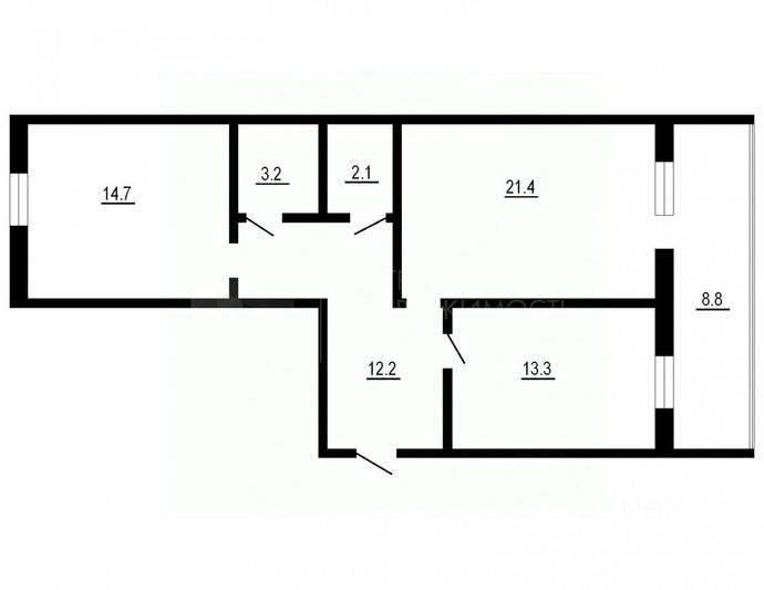 Продажа 2-комнатной квартиры 52,8 м², 13/14 этаж