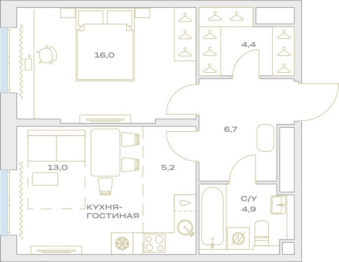 Продажа 2-комнатной квартиры 50,4 м², 10/23 этаж