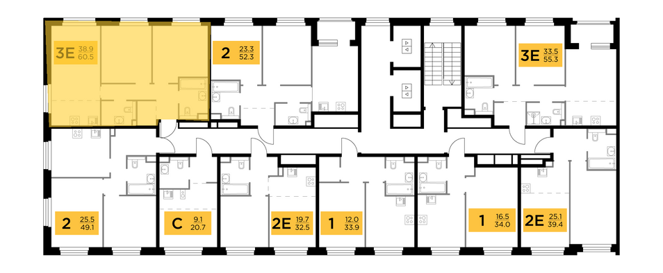 Продажа 3-комнатной квартиры 60,5 м², 9/20 этаж