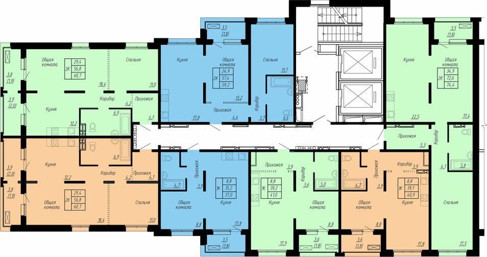 Продажа 2-комнатной квартиры 74,4 м², 6/17 этаж