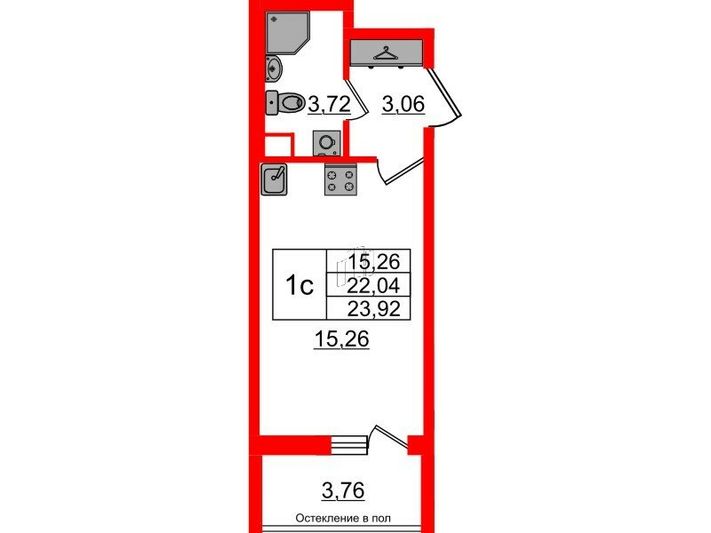 Продажа квартиры-студии 22 м², 1/12 этаж