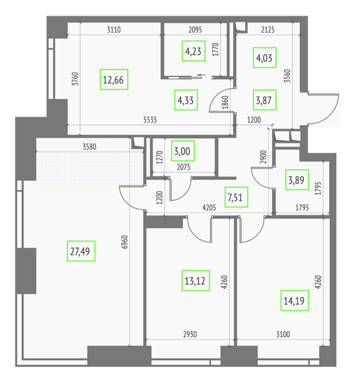 Продажа 3-комнатной квартиры 98,3 м², 21/57 этаж