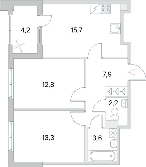 Продажа 2-комнатной квартиры 57,6 м², 1/5 этаж