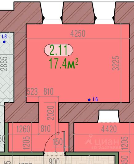 Продажа квартиры-студии 17,4 м², 2/2 этаж