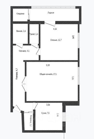 Продажа 2-комнатной квартиры 56,6 м², 3/9 этаж