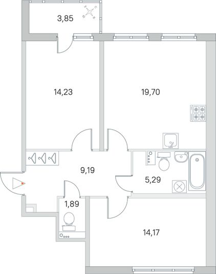 Продажа 2-комнатной квартиры 66,4 м², 1/8 этаж