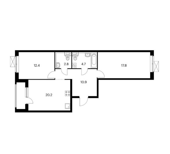 Продажа 2-комнатной квартиры 69,5 м², 14/16 этаж