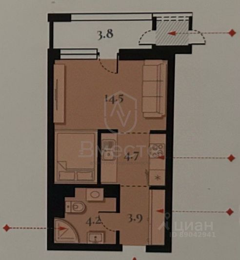 Продажа квартиры-студии 27,3 м², 4/24 этаж