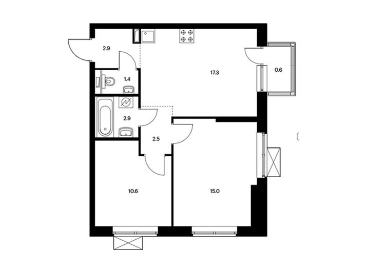 Продажа 2-комнатной квартиры 53,2 м², 9/25 этаж