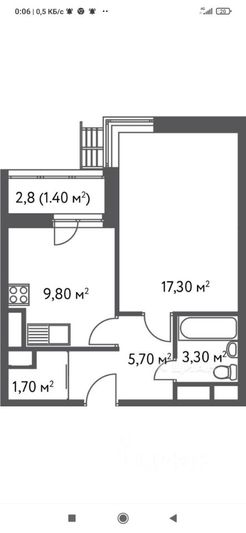 Продажа квартиры со свободной планировкой 39,7 м², 3/17 этаж