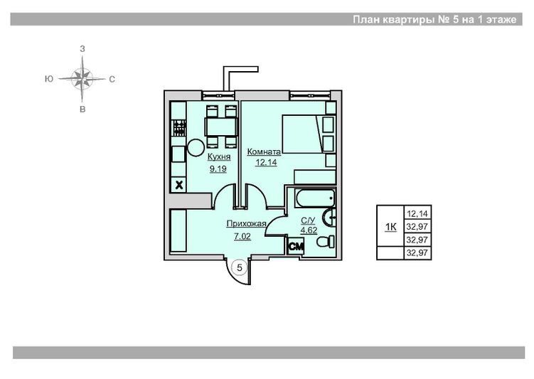 Продажа 1-комнатной квартиры 33 м², 1/18 этаж