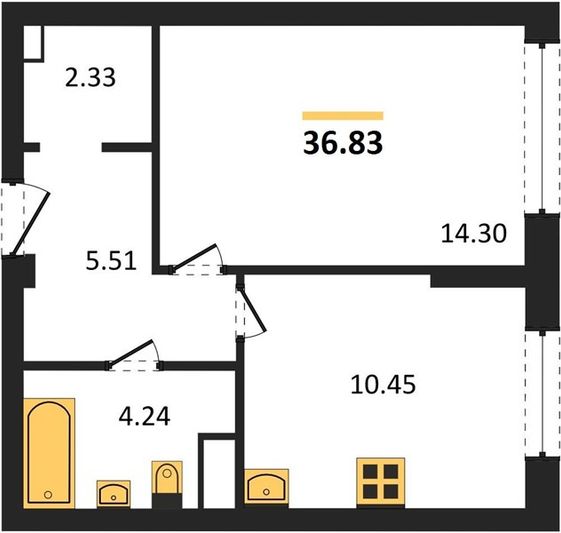 Продажа 1-комнатной квартиры 36,8 м², 3/10 этаж
