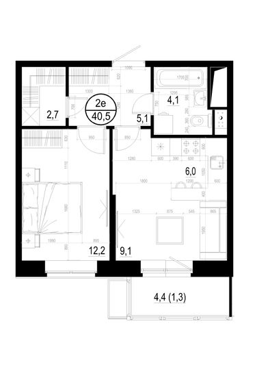 Продажа 2-комнатной квартиры 40,5 м², 18/19 этаж