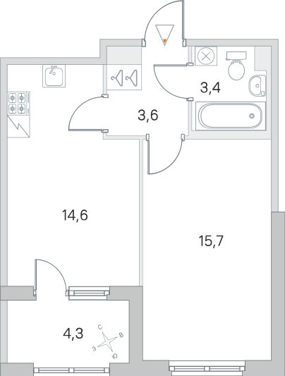 Продажа 1-комнатной квартиры 39,5 м², 2/5 этаж