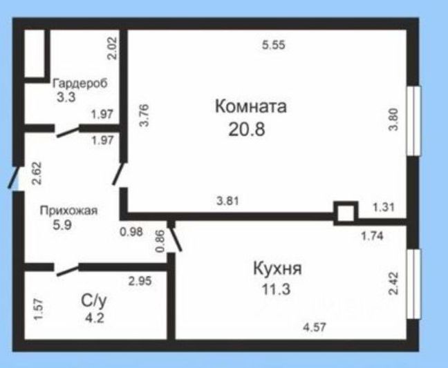 Продажа 1-комнатной квартиры 45 м², 2/16 этаж