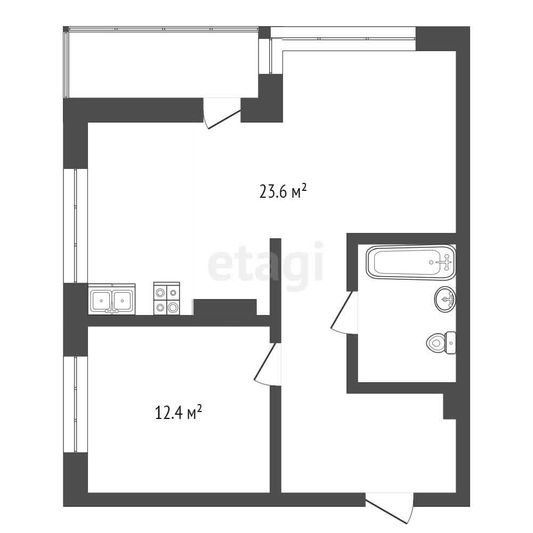 Продажа 1-комнатной квартиры 45,5 м², 6/10 этаж