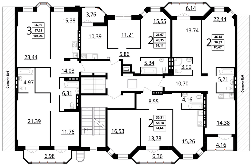 Продажа 3-комнатной квартиры 104,3 м², 6/8 этаж