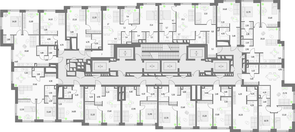 Продажа 1-комнатной квартиры 40,3 м², 48/55 этаж