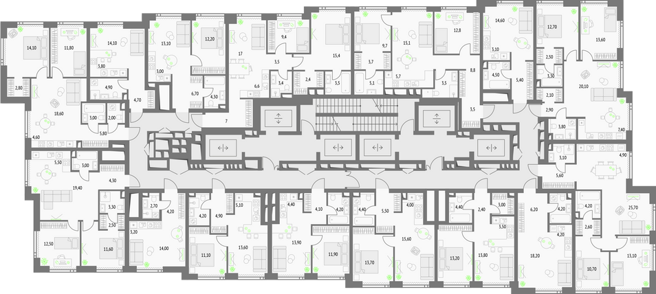 Продажа 2-комнатной квартиры 68,4 м², 39/55 этаж