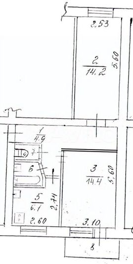 Продажа 2-комнатной квартиры 46 м², 3/5 этаж