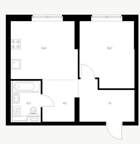 Продажа 1-комнатной квартиры 42,7 м², 1/25 этаж