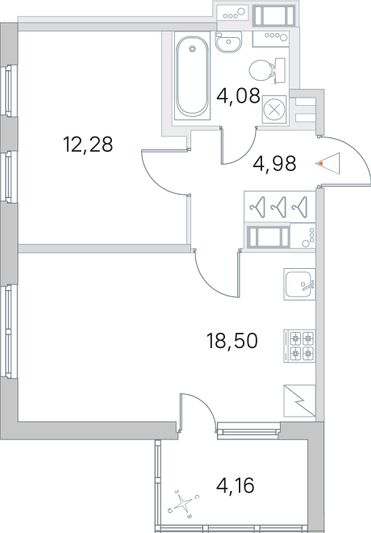 Продажа 1-комнатной квартиры 41,9 м², 4/5 этаж