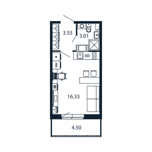 Продажа квартиры-студии 24,2 м², 12/12 этаж