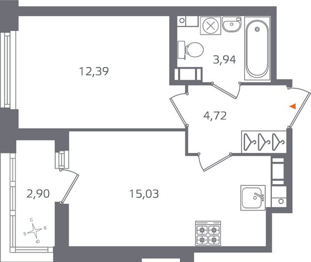 Продажа 1-комнатной квартиры 37,5 м², 6/17 этаж