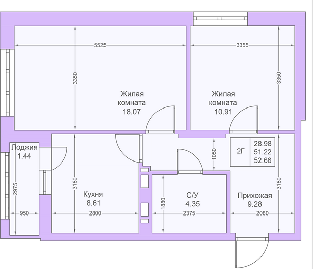 Продажа 2-комнатной квартиры 52,7 м², 15/25 этаж