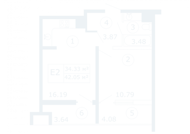 Продажа 1-комнатной квартиры 42 м², 1/12 этаж