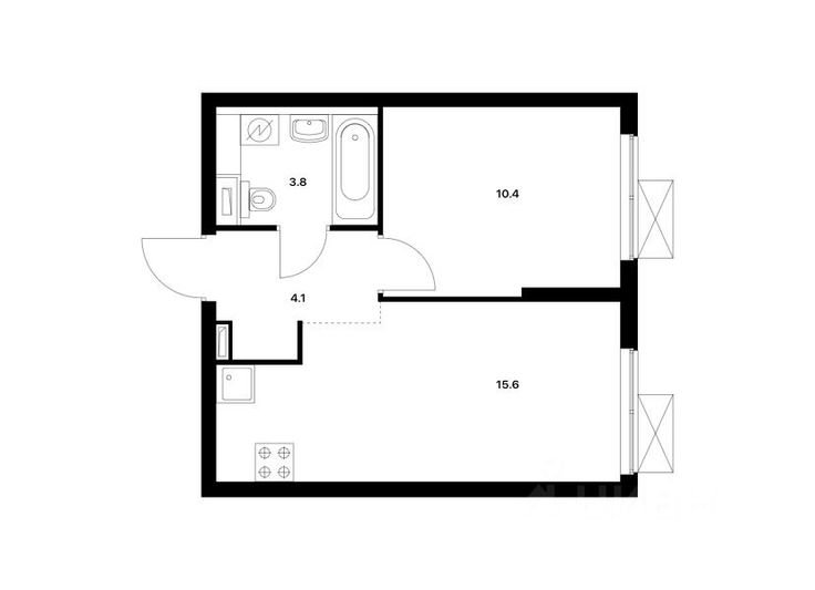 Продажа 2-комнатной квартиры 33,9 м², 30/33 этаж