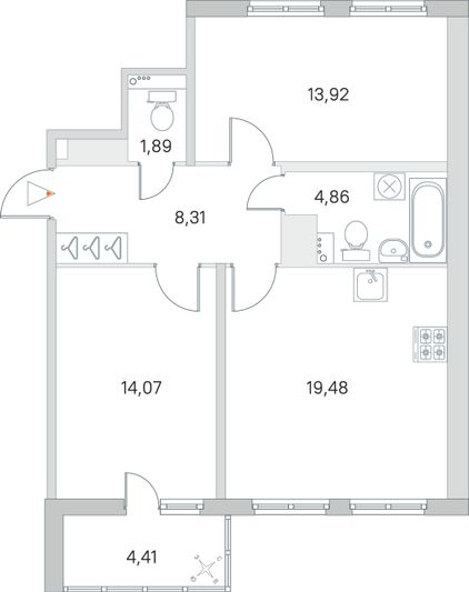 Продажа 2-комнатной квартиры 64,7 м², 3/8 этаж