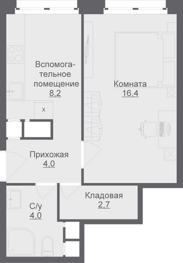 Продажа 1-комнатной квартиры 35,3 м², 4/17 этаж