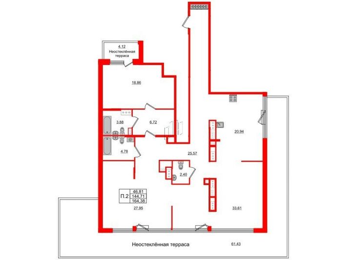 Продажа 2-комнатной квартиры 144,7 м², 10/10 этаж