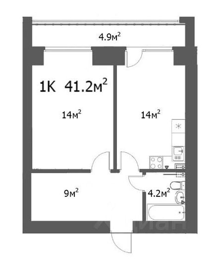 Продажа 1-комнатной квартиры 46 м², 10/10 этаж