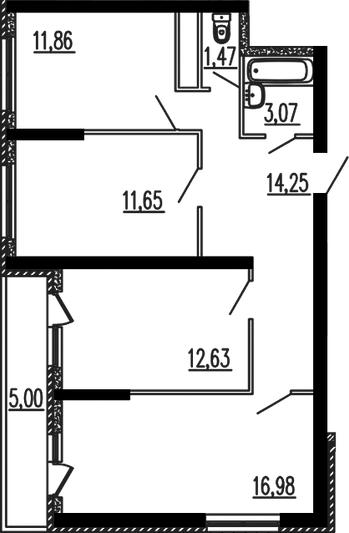 Продажа 3-комнатной квартиры 76,9 м², 20/24 этаж