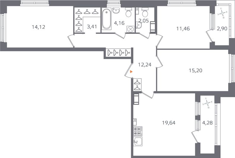 Продажа 3-комнатной квартиры 85,9 м², 4/16 этаж
