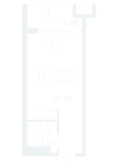 Продажа квартиры-студии 27,4 м², 1/12 этаж