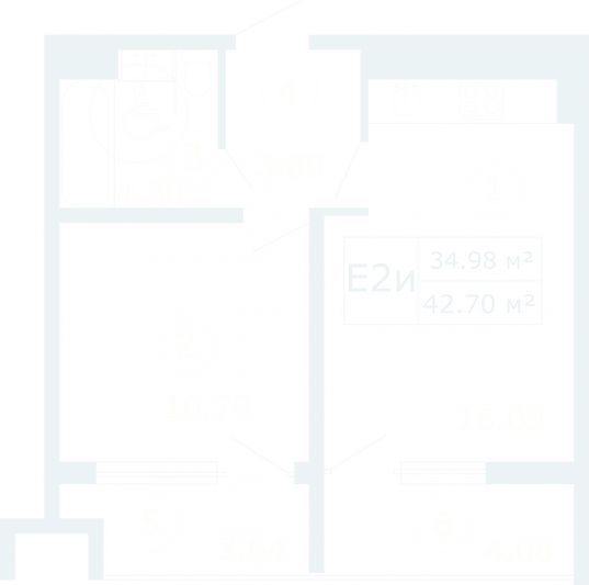 Продажа 1-комнатной квартиры 42,7 м², 1/12 этаж