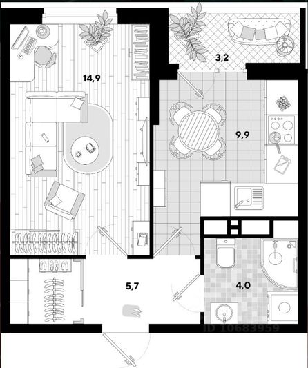 Продажа 1-комнатной квартиры 37,1 м², 14/17 этаж