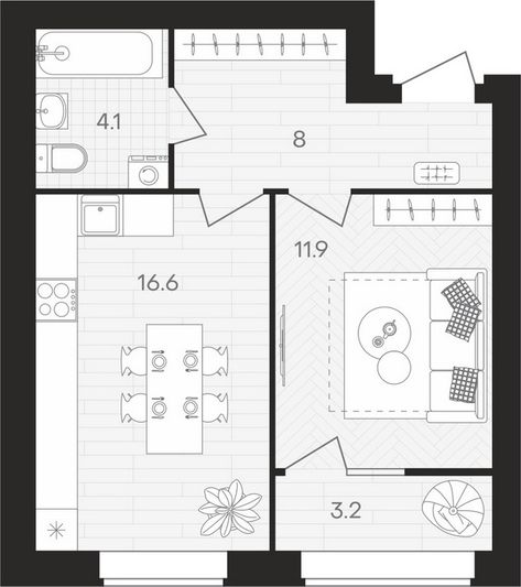 Продажа 1-комнатной квартиры 43,8 м², 7/10 этаж