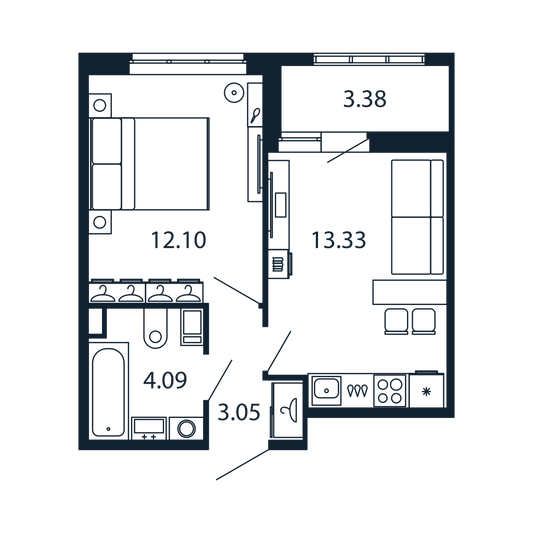 Продажа 1-комнатной квартиры 32,5 м², 12/13 этаж