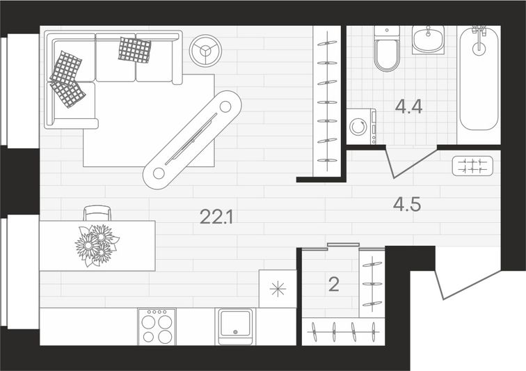 Продажа 1-комнатной квартиры 33 м², 1/10 этаж