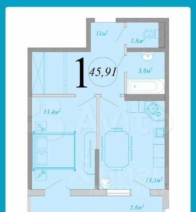 Продажа 1-комнатной квартиры 46 м², 9/16 этаж