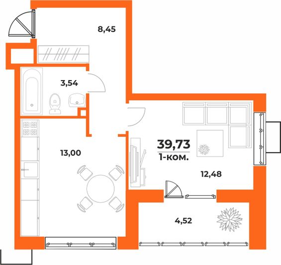 Продажа 1-комнатной квартиры 39,7 м², 2/10 этаж