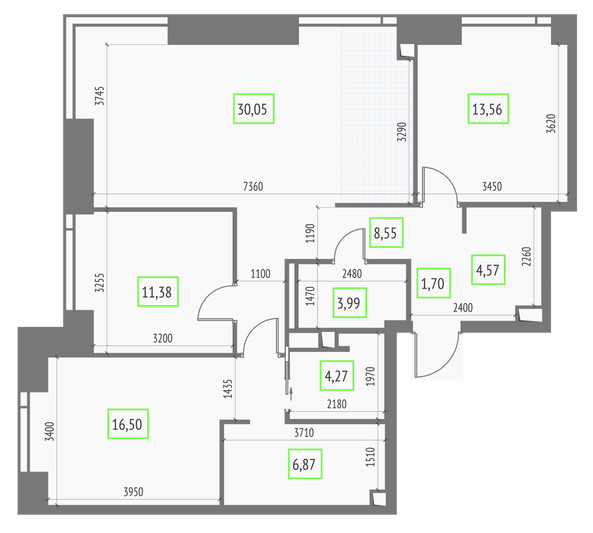 Продажа 3-комнатной квартиры 101,4 м², 41/57 этаж