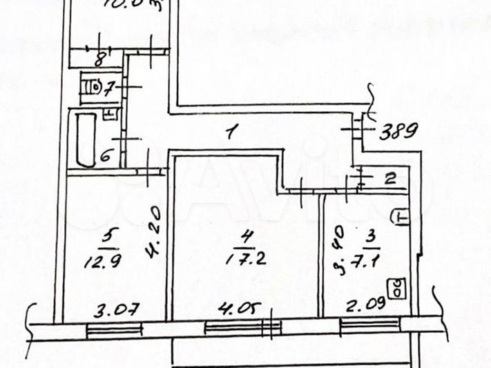 Продажа 3-комнатной квартиры 65,1 м², 2/10 этаж